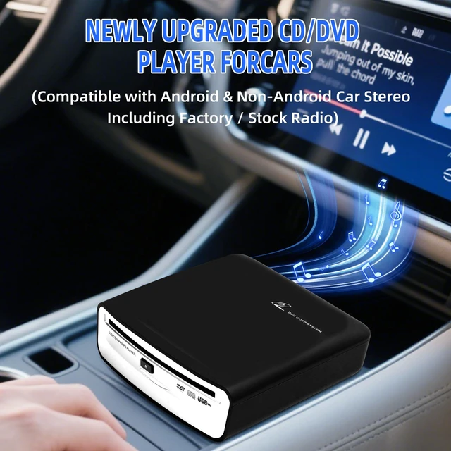 Alt view image 6 of 6 - Car External CD Player, USB/AUX/FM Multi-Connection, Compatible with Car/TV/Mac/Laptops/Desktops/PC, Supports Android 4.4+ Navigation