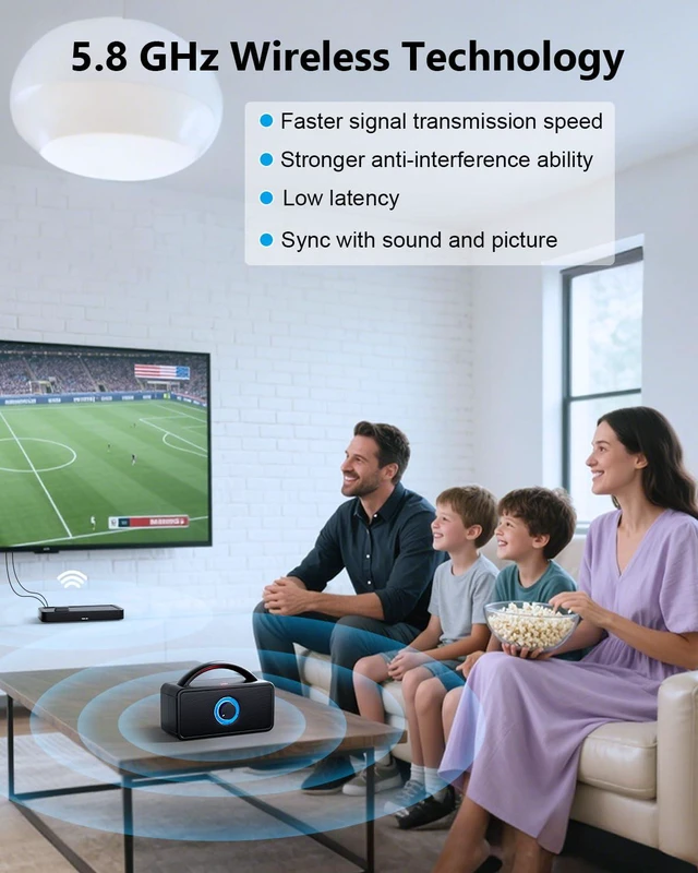 Alt view image 2 of 6 - 5.8 GHz Wireless TV Speakers for Hard of Hearing Seniors, Portable TV Speakers for Smart TV, No More Struggling for Volume, No Sound Lag, 5 Cables Include to Connect TV