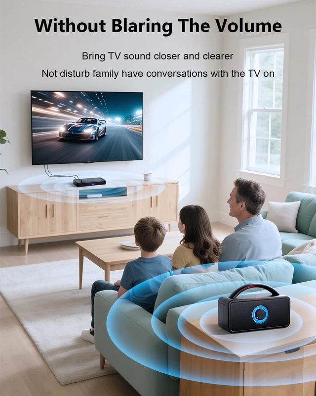 Alt view image 3 of 6 - 5.8 GHz Wireless TV Speakers for Hard of Hearing Seniors, Portable TV Speakers for Smart TV, No More Struggling for Volume, No Sound Lag, 5 Cables Include to Connect TV