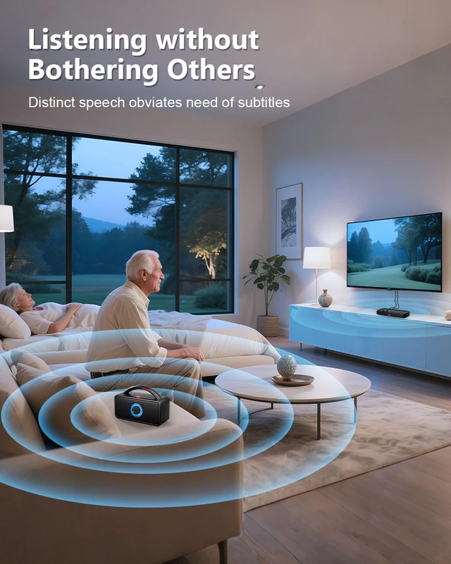 Alt view image 4 of 6 - 5.8 GHz Wireless TV Speakers for Hard of Hearing Seniors, Portable TV Speakers for Smart TV, No More Struggling for Volume, No Sound Lag, 5 Cables Include to Connect TV