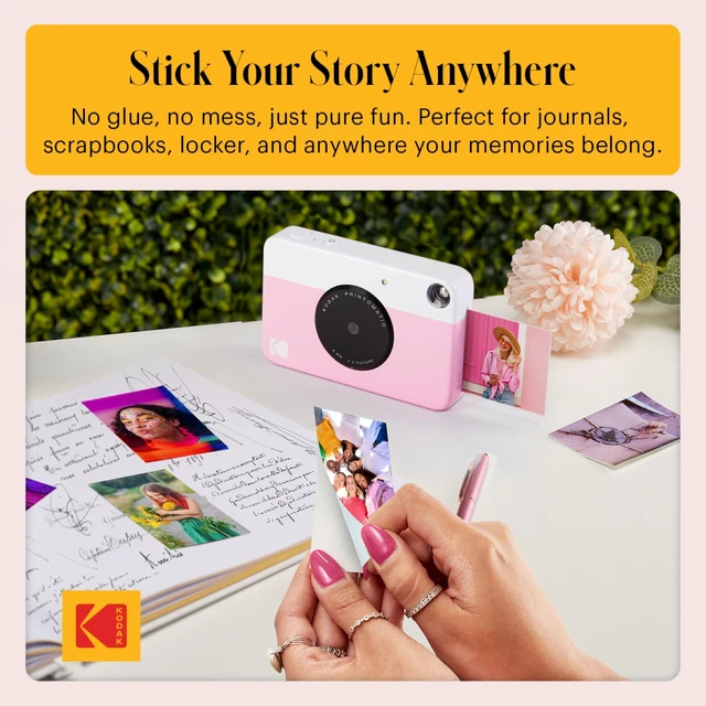Alt view image 5 of 6 - Printomatic Instant Camera (Pink) All-in-Bundle + Zink Paper (20 Sheets) + Deluxe Case + Photo Album + 7 Unique Sticker Sets + Markers + Scissors + Border Stickers and So Much More