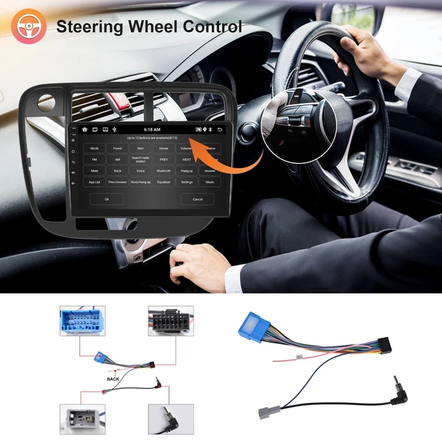 Alt view image 5 of 6 - 4Core+64G Car Radio for Honda Civic 1996-2001 with Wireless Carplay Android Auto, 9-Inch Touch Screen with GPS/WiFi/Bluetooth, FM RDS, Mirror Link, Backup Camera 2 din Radio for Honda