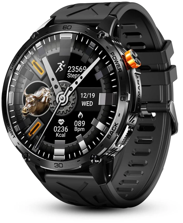 Main image of Alpha Smartwatch for Men, Big Face Tactical Smart Watch, Large AMOLED Display, 720mAh 21-Day Battery, Built-in Flashlight, Bluetooth Calling, IP68 Water Resistant, for Android iPhone