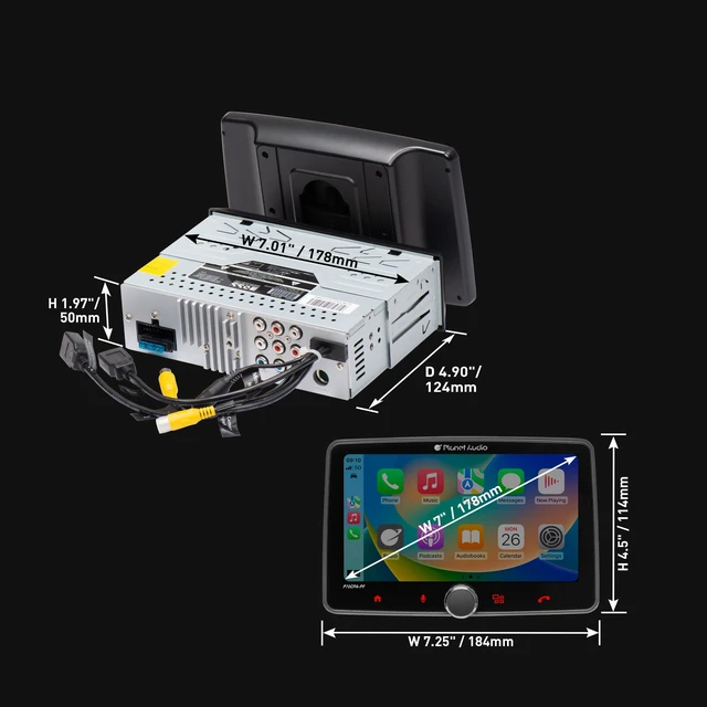 Alt view image 5 of 6 - P70CPA-PF Car Stereo - Apple CarPlay, Android Auto, Single Din, 7 Inch Touchscreen, Bluetooth, No CD DVD Player, AM/FM Radio Receiver, Multi Color Illumination