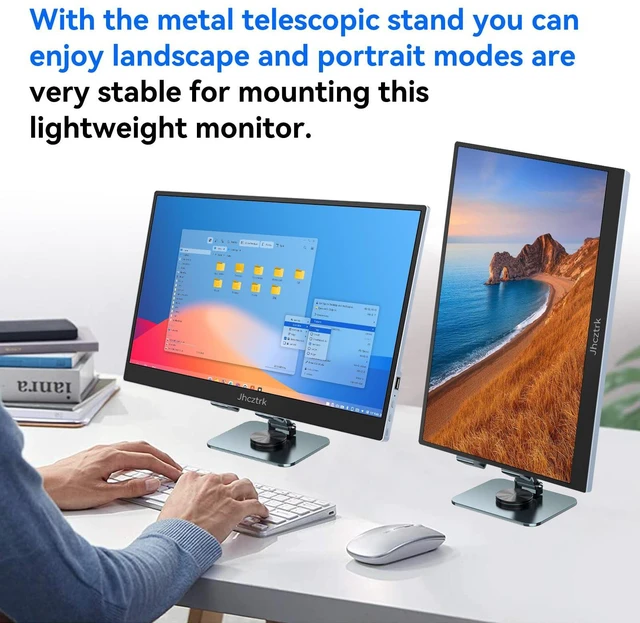 Alt view image 3 of 6 - 15.6 Inch Touchscreen Portable Monitor, FHD 1080P IPS Full Function USB-C Ultra Slim Travel Screen, Portable Display w/Speakers & VESA Mount for Laptop Mac PC Phone PS4 PS5 Switch