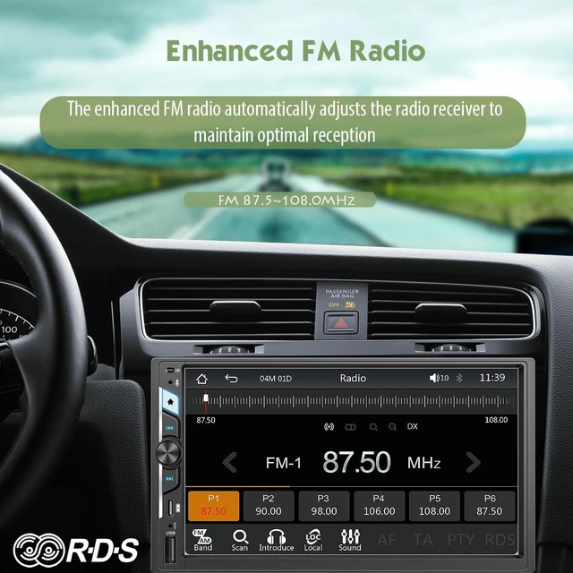 Alt view image 6 of 6 - 7 Inch Double Din Car Stereo with Wireless Apple CarPlay & Android Auto, HD Touchscreen Car FM Radio with Bluetooth Handsfree, Wireless Mirror Link, Airplay, USB-C Fast Charge, 12LED Backup Camera