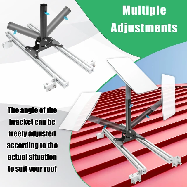 Alt view image 4 of 6 - Starlink Mount for Standing Seam Metal Roof with Starlink Pipe Adapter | Adjustable Starlink Mounting Kit, Starlink Roof Mount for Starlink Gen 2, Starlink Pole Mount