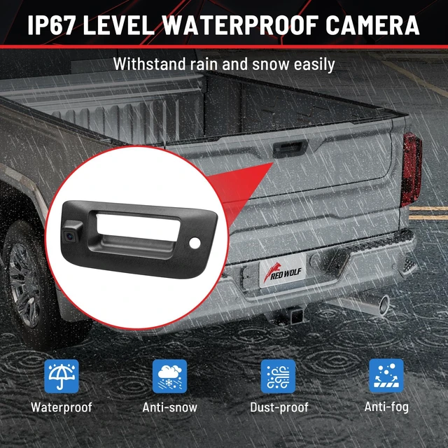 Alt view image 6 of 6 - Tailgate Handle Reverse Backup Camera Fit for 2007-2014 Chevrolet Silverado GMC Sierra 1500 2500 HD IP68 Waterproof 150° View Angle Rear View Camera with Key Hole Replaces OE Number 22755305