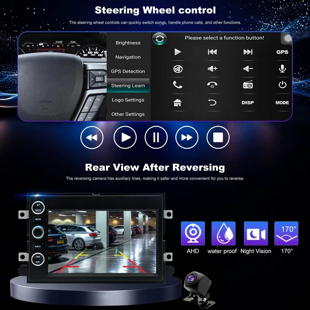 Alt view image 5 of 6 - 5GWiFi Upgrade Car Radio for Ford Mustang 2005-2009, Edge 2007-2010, Expedition 2007-2014, Fusion 2006-2009, 7inch Touch Screen Car Stereo Wireless Carplay Android Auto GPS Bluetooth FM Backup Camera