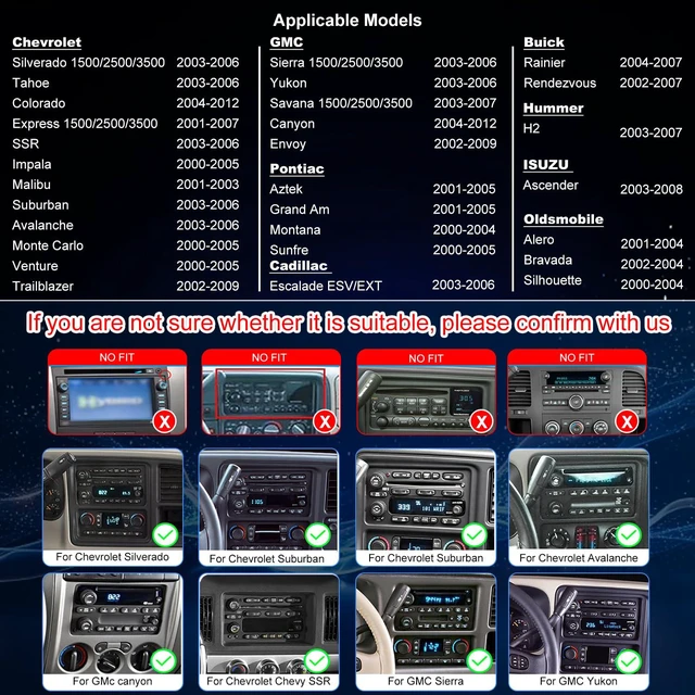 Alt view image 2 of 6 - 5Gwifi 64G Car Radio for Chevy Silverado 1500 2500 3500 2003-2006, GMC Sierra 1500 2500 3500 2003-2006, Impala 2000-2005, 7'' Suburban Hummer H2 Stereo Touch Screen Wireless Carplay Android Auto GPS
