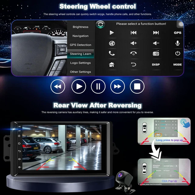 Alt view image 6 of 6 - 5Gwifi 64G Car Radio for Chevy Silverado 1500 2500 3500 2003-2006, GMC Sierra 1500 2500 3500 2003-2006, Impala 2000-2005, 7'' Suburban Hummer H2 Stereo Touch Screen Wireless Carplay Android Auto GPS