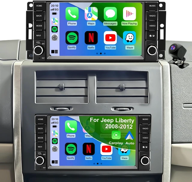 Main image of 5GWiFi Radio for Jeep Liberty 2008-2012, Compass Patriot 2009-2016, Dodge Grand Caravan 2008-2020, Ram 1500/2500/3500 2009-2012, Wrangler 2007-2017, 7"Touchscreen Stereo apple Carplay Android Auto GPS