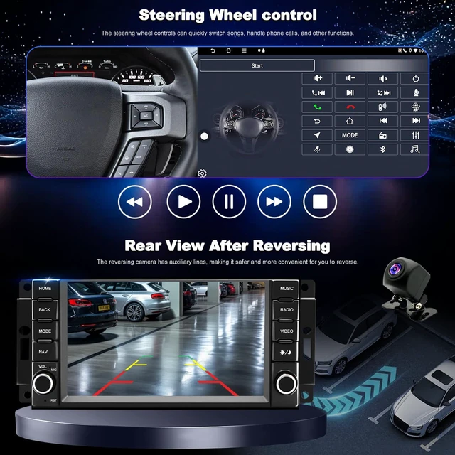 Alt view image 6 of 6 - 5GWiFi Radio for Jeep Liberty 2008-2012, Compass Patriot 2009-2016, Dodge Grand Caravan 2008-2020, Ram 1500/2500/3500 2009-2012, Wrangler 2007-2017, 7"Touchscreen Stereo apple Carplay Android Auto GPS