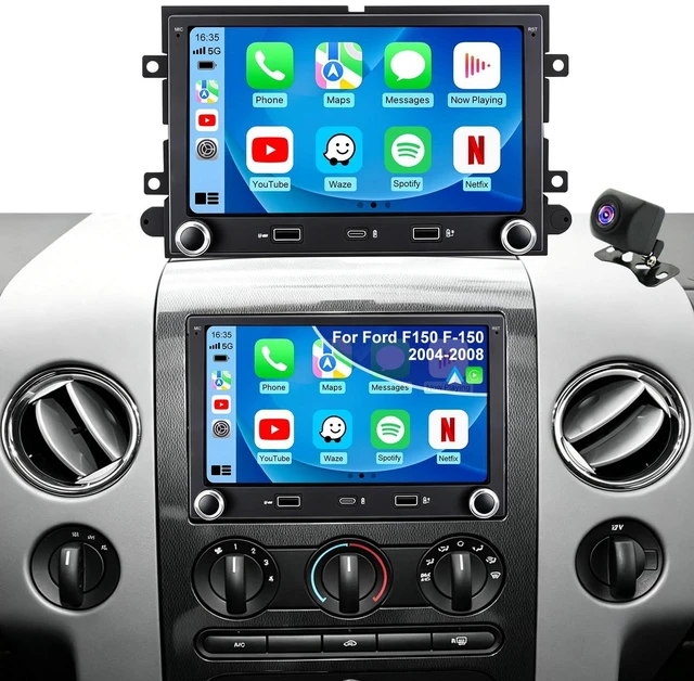 Main image of Upgrade Car Radio for Ford F150 F-150 2004-2008, F250/F350 2006-2016, E150/E250/E350 2009-2014, Escape 7 Inch Touchscreen Stereo Headunit with Wireless Carplay Android Auto GPS BT FM 5GWiFi SWC Camera