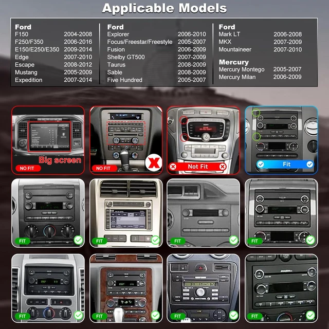 Alt view image 2 of 6 - Upgrade Car Radio for Ford F150 F-150 2004-2008, F250/F350 2006-2016, E150/E250/E350 2009-2014, Escape 7 Inch Touchscreen Stereo Headunit with Wireless Carplay Android Auto GPS BT FM 5GWiFi SWC Camera