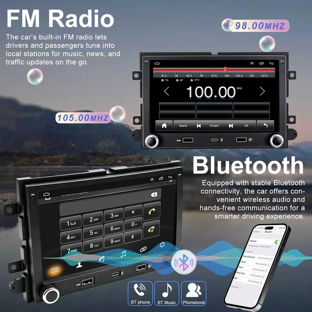Alt view image 5 of 6 - Upgrade Car Radio for Ford F150 F-150 2004-2008, F250/F350 2006-2016, E150/E250/E350 2009-2014, Escape 7 Inch Touchscreen Stereo Headunit with Wireless Carplay Android Auto GPS BT FM 5GWiFi SWC Camera
