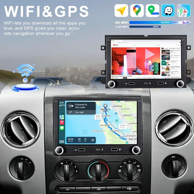 Alt view image 6 of 6 - Upgrade Car Radio for Ford F150 F-150 2004-2008, F250/F350 2006-2016, E150/E250/E350 2009-2014, Escape 7 Inch Touchscreen Stereo Headunit with Wireless Carplay Android Auto GPS BT FM 5GWiFi SWC Camera