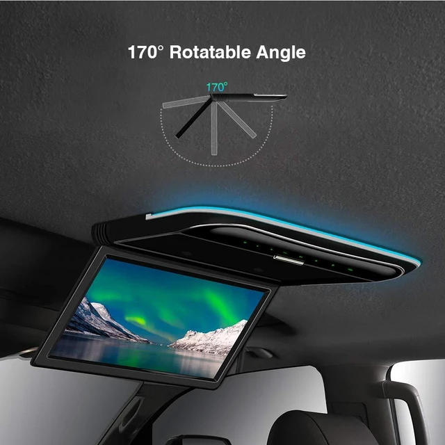 Alt view image 3 of 6 - 11.6 Inch Car Overhead Player, with HDMI, Built-in Speaker, AV Input | 1366*768 Ultra-Thin Flip Down Car Roof-Mount Monitor, Supports IR, USB, 1080P Playback, In-Car Entertainment