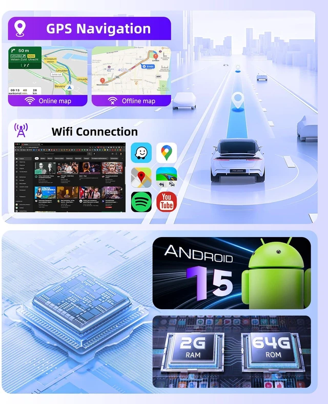 Alt view image 4 of 6 - Car Stereo Radio for Honda Civic 2006-2011 Support Wireless Carplay Android Auto 10.1'' HD 1080P Touchscreen with 5Ghz WiFi GPS Navigation EQ AHD Backup Camera FM/RDS Radio SWC 2G+64G