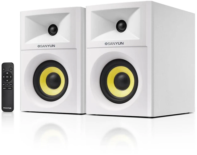 Main image of SW205 2.0 Bookshelf Speakers, Room-Filling Expanded Stage, Dual-DSP | Built-in 24bit DAC, Bluetooth 5.4/Optical/AUX, 80W 4" Glass Fiber Woofer & Silk Dome Tweeter, Wireless RF Remote (Pair,White)