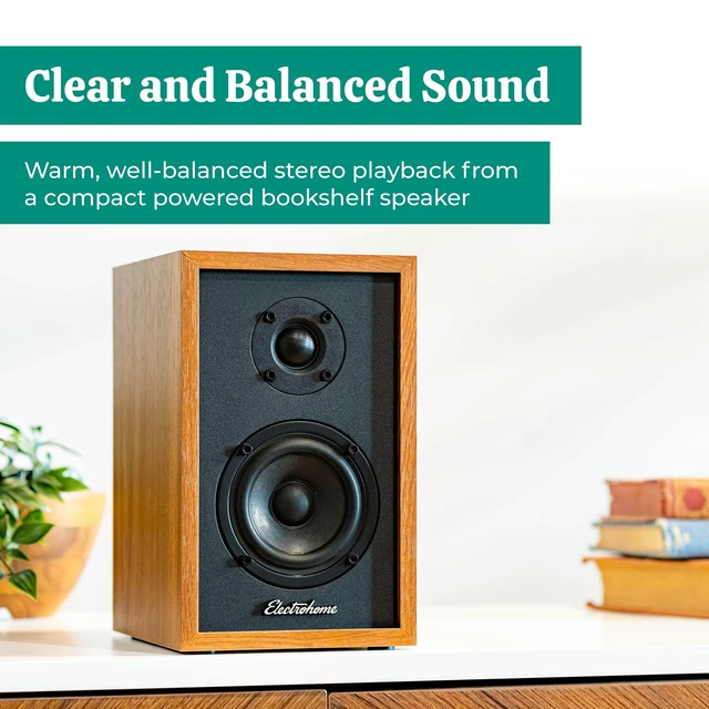Alt view image 2 of 6 - Berkeley 2.0 Stereo Powered Bookshelf Speakers with Built-in Amplifier and 3" Drivers for Turntable, TV, PC and Wireless Music Streaming Featuring Bluetooth 5, RCA and Aux (EB20)