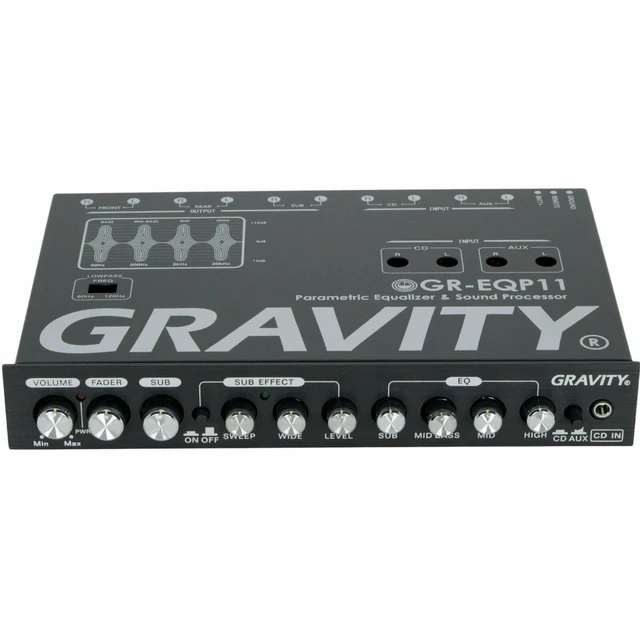 Alt view image 3 of 6 - GR-EQP11 Digital Bass Machine 1/2 Din 9V 4-Way Car Parametric Equalizer w/Front, Rear + Sub Output and Night Illumination