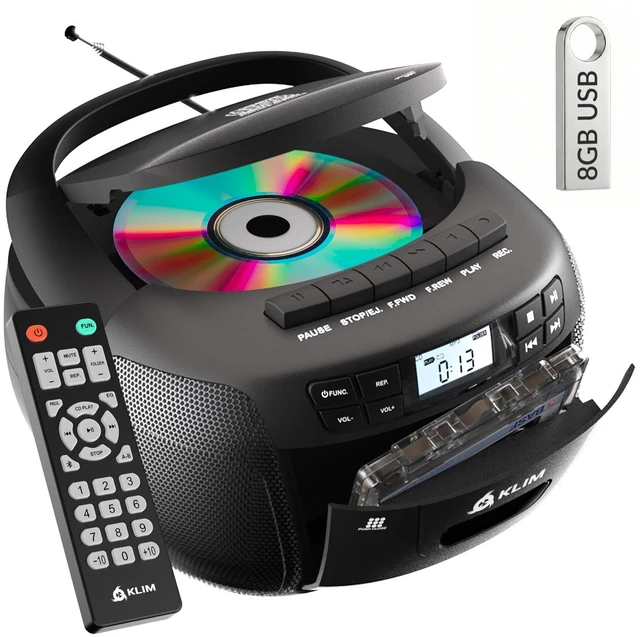 Main image of CD Player & Cassette Tape Player with Case, Bluetooth Boombox, AM/FM Radio, Stereo Sound, Remote, CD and Cassette Combo, Tape Recording, USB Drive, AUX, AC/DC Powered