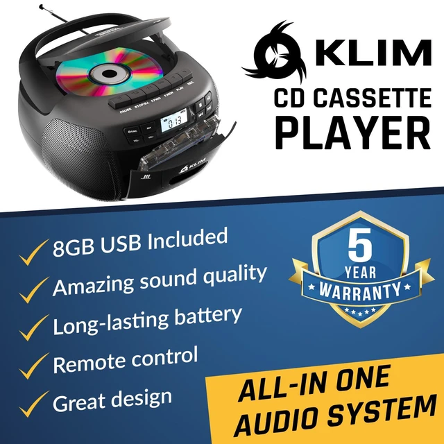 Alt view image 2 of 6 - CD Player & Cassette Tape Player with Case, Bluetooth Boombox, AM/FM Radio, Stereo Sound, Remote, CD and Cassette Combo, Tape Recording, USB Drive, AUX, AC/DC Powered