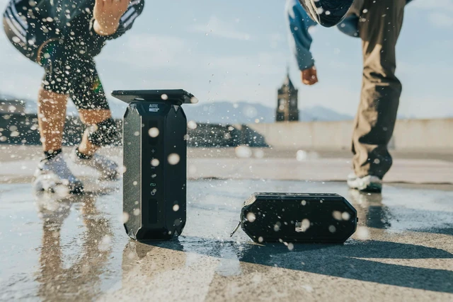 Alt view image 6 of 6 - HydraBlast Wireless Portable Bluetooth Speaker, IP67 Waterproof for Parties, USB C Rechargeable Outdoor Speakers with Built in Phone Charger and LED Lights, 20 Hour Playtime