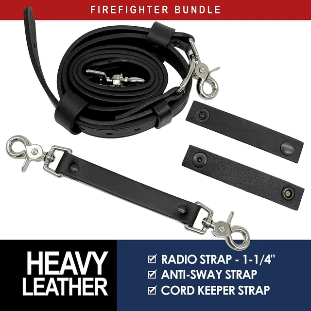 Alt view image 4 of 6 - Firefighter's Bundle - Universal Radio Holder, Strap, & 2 Cord Keepers (Black, One Size, Leather) | Cord Keepers (Black, One Size, Leather)