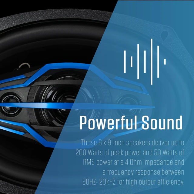 Alt view image 3 of 6 - JS6904 6x9 4-Way Car Speakers Pair 200W Peak 50W RMS Coaxial Set | 58mm Mylar balanced dome midrange, two 20mm piezo tweeters, high performance 4-way sound, fits standard 6x9 car cutouts