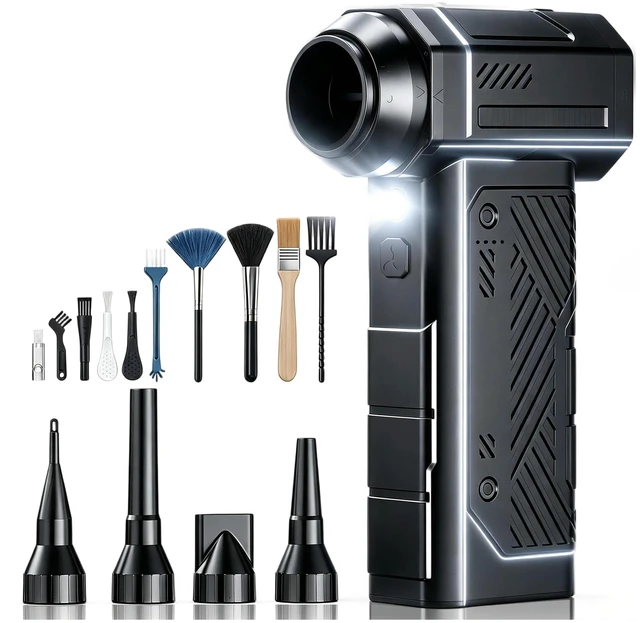 Main image of Compressed Air Duster, 350g High-Thrust Air Blower for PC Cleaning | Deep Cleaning,Rechargeable,4-Speed Adjustable,LED Light,110K RPM,Hurricane-Force,for Computer Keyboard, House, Outdoor, Car