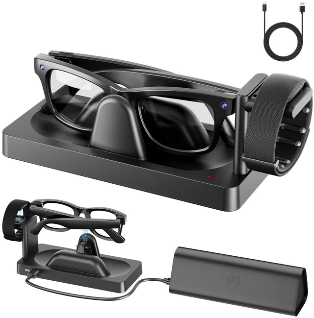Main image of Charging Dock for Meta Ray-Ban Display Glasses & Neural Band | 3-in-1 Charging Station with Anti-Slip Base, LED Indicator & USB Output, Stable Smart Glasses Charger Stand