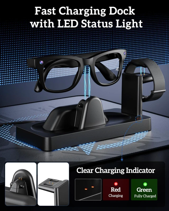 Alt view image 4 of 6 - Charging Dock for Meta Ray-Ban Display Glasses & Neural Band | 3-in-1 Charging Station with Anti-Slip Base, LED Indicator & USB Output, Stable Smart Glasses Charger Stand