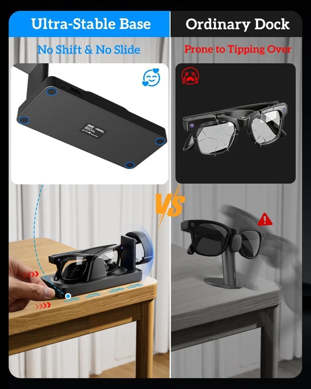 Alt view image 6 of 6 - Charging Dock for Meta Ray-Ban Display Glasses & Neural Band | 3-in-1 Charging Station with Anti-Slip Base, LED Indicator & USB Output, Stable Smart Glasses Charger Stand