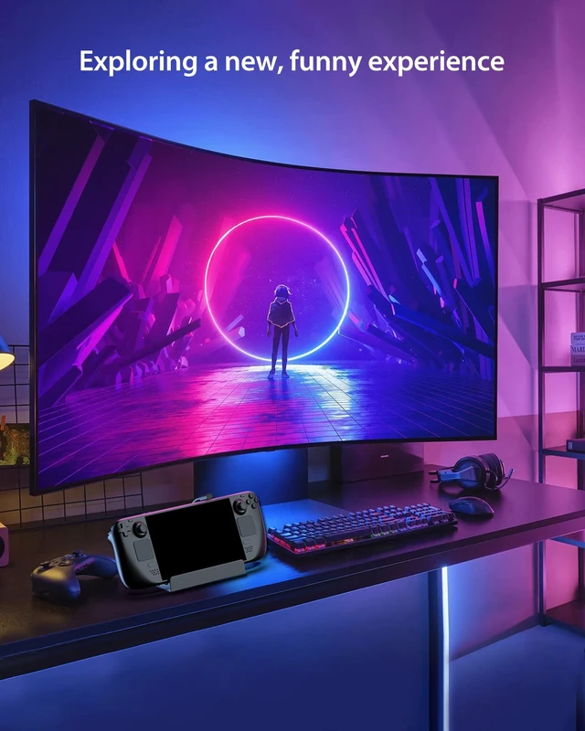 Alt view image 4 of 4 - 6-in-1 Docking Station for Steam Deck/ROG Ally, Steam Deck Dock with HDMI 2.0 4K@60Hz Gigabit, 1000Mbps Ethernet, 100W PD Fast Charging and 3 USB-A 3.0 USB-C Port for Valve Steam Deck OLED