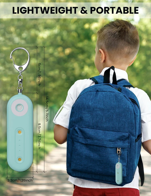 Alt view image 4 of 6 - 130dB Rechargeable Personal Safety Alarm Strobe Light for Women | Emergency Siren Self Defense Keychain, Safety Protection Keyring for Girls Elderly Traveling College, Light Blue & Pink