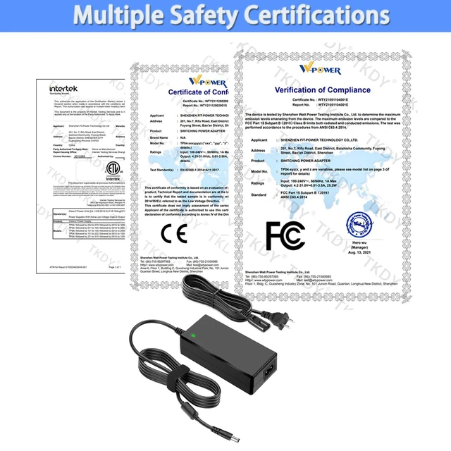 Alt view image 6 of 6 - 19V DC Power Supply, 19V 3.42A Laptop Charger, LCD Monitor Power Cord. | 19Volt Adapter with 10 Tips, fit for 19 Volt Acer Asus Lenovo Gateway Toshiba Laptop, 19Vdc Samsung LG TV Monitor