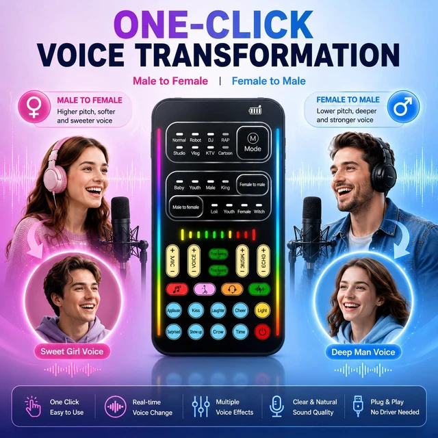 Alt view image 4 of 6 - Voice Changer Sound Card Kit for Gaming, Streaming & Content Creation | Complete kit with mic headset and adapter, ready to use with simple plug and play setup