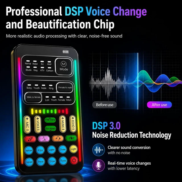 Alt view image 6 of 6 - Voice Changer Sound Card Kit for Gaming, Streaming & Content Creation | Complete kit with mic headset and adapter, ready to use with simple plug and play setup