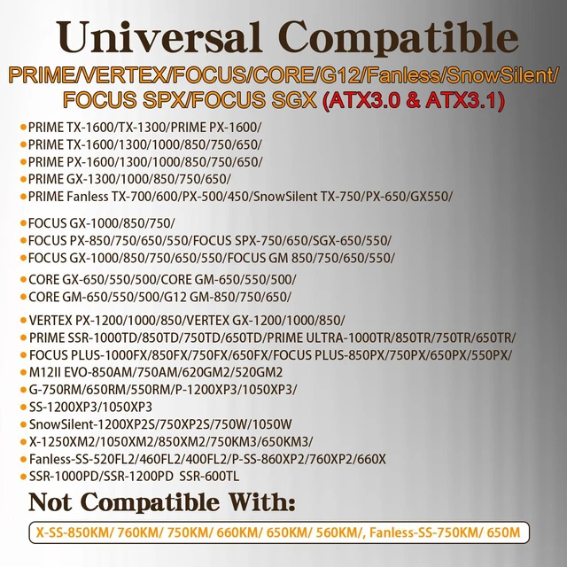 Alt view image 4 of 6 - (2-Pack) 8 Pin PCIe Cable for Seasonic PSUs, PCIe 8 Pin Male to PCIe (6+2) Male Power Adapter Sleeved 25-inch (63cm)