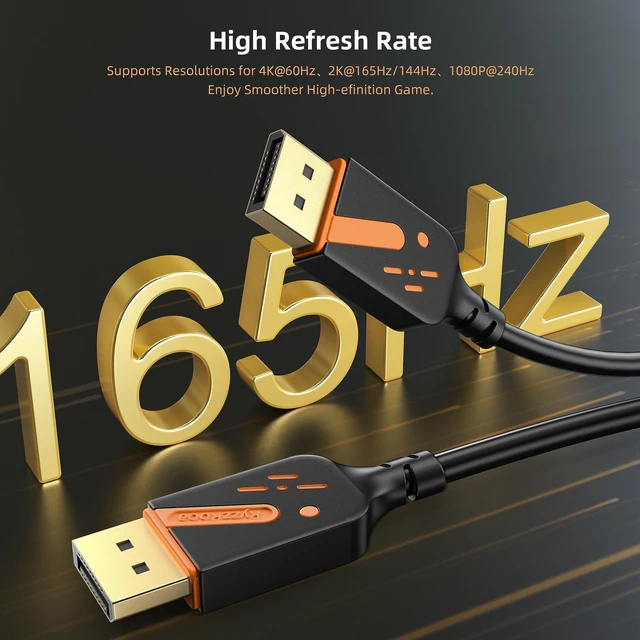 Alt view image 3 of 6 - DisplayPort 1.2 Cable, 6FT, 10-Pack, 4K@60Hz, 2K@165Hz | Gold-plated connectors deliver reliable 4K performance. Supports 3D and HDR. Great for gaming, PC, TV, and monitors