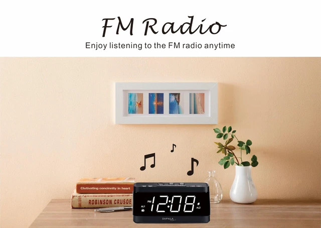 Alt view image 2 of 6 - Alarm Clock Radio, 2 Alarms Large LED Display Digital FM Clock Radio with USB Charging Port, Adjustable Volume & Dimmer, Snooze for Deep Sleepers Kids