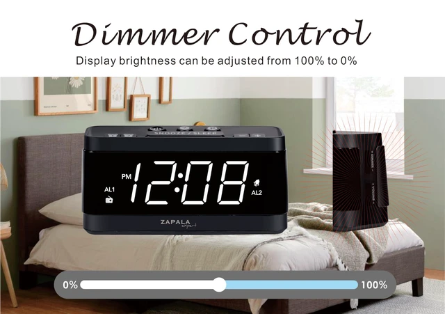Alt view image 4 of 6 - Alarm Clock Radio, 2 Alarms Large LED Display Digital FM Clock Radio with USB Charging Port, Adjustable Volume & Dimmer, Snooze for Deep Sleepers Kids