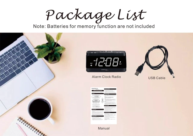 Alt view image 6 of 6 - Alarm Clock Radio, 2 Alarms Large LED Display Digital FM Clock Radio with USB Charging Port, Adjustable Volume & Dimmer, Snooze for Deep Sleepers Kids