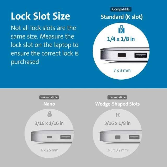 Alt view image 2 of 5 - T-Bar Standard Keyed Lock Slot for Laptops, Durable 6 Carbon Steel Cable Computer Lock, K65035AM