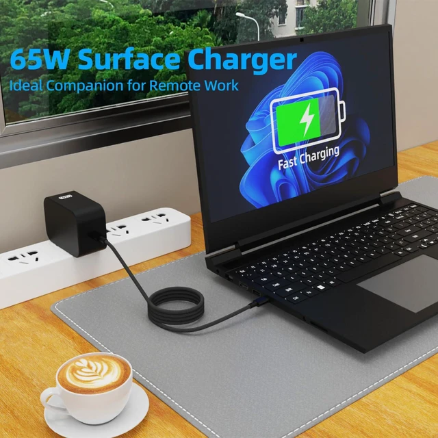Alt view image 5 of 6 - 65W USB C Surface Pro Laptop Charger for Windows Microsoft Surface Pro 12" Copilot + PC, Surface Pro 13",Surface Laptop 13" Snapdragon X Elite,Surface Go,Surface Pro 9/10/X/11/12 PD 3.0 Power Adapter