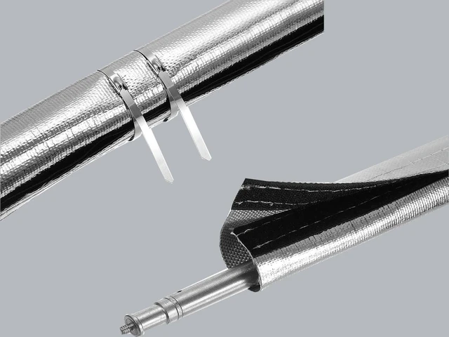 Alt view image 4 of 6 - Automotive Heat Shield Sleeve, 3/4" x10 Ft Aluminized Sleeving for Engine Bay, Exhaust Hose & Wiring | High Temp Protection with Hook & Loop | Includes 10 Stainless Steel Zip Ties