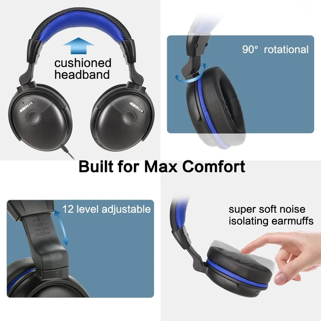 Alt view image 6 of 6 - Sound Amplified Wired Headphones with Extra Long Cord for TV with Clear Dialogue, 18ft/5.5M Long Coil Cord, Over Ear Wired TV Headphones for Seniors w/Volume Control & Clip, 40 Hrs Playtime