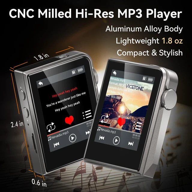 Alt view image 2 of 6 - 64GB HiFi Lossless MP3 Player with DAC & DSD Support, 2" Touchscreen | High Resolution Digital Audio Player with FLAC, CNC Aluminum Alloy Body, Resume Playback, Supports 128GB microSD Card